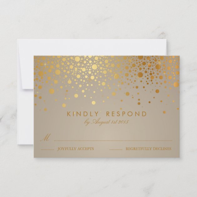 Faux Gold Foil Confetti Dots Wedding RSVP Card II