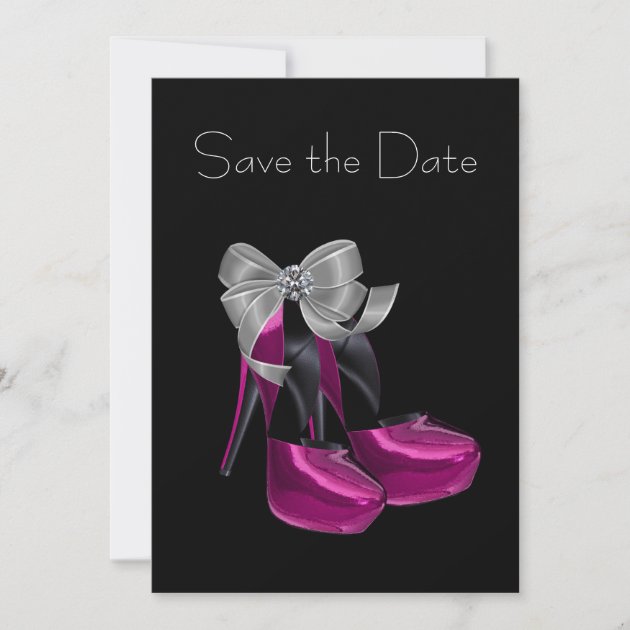High Heel Shoes Hot Pink Black Save The Date