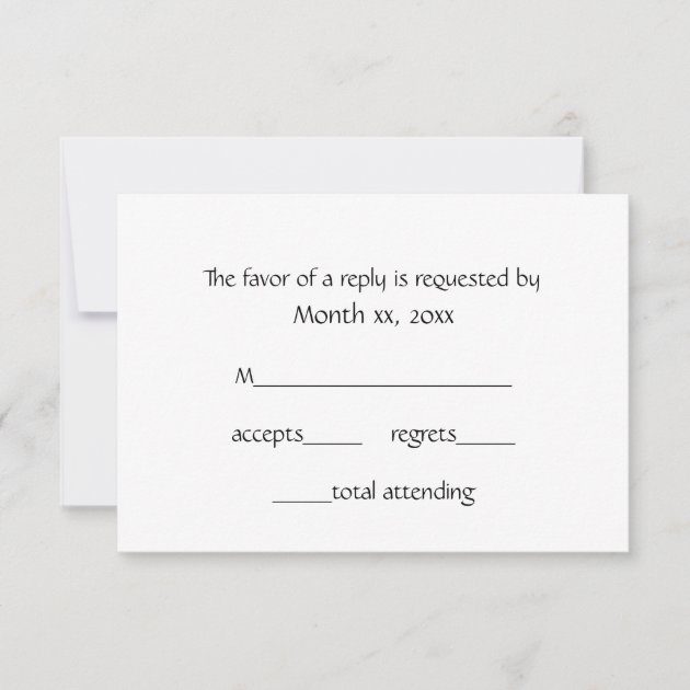 Response Cards Winter White for Weddings (front side)