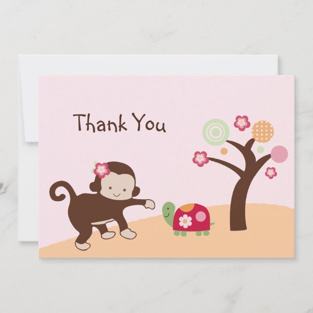 Miss Monkey Girl Thank You Card