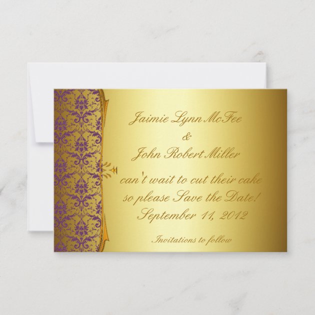 Ornate Formal Purple Gold Save the Date Cards