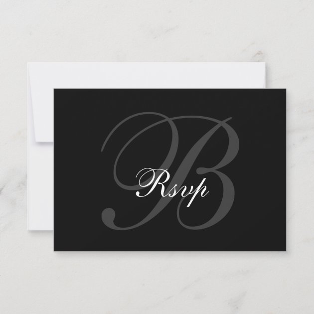 Elegant RSVP Card for Weddings Black Gray (front side)