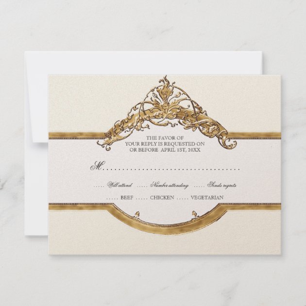 Black Tie Elegance 2, Golden Wedding RSVP Cards (front side)