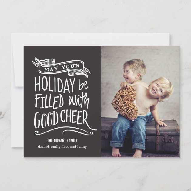 Good Cheer Holiday Photo Card - Editable Color (front side)
