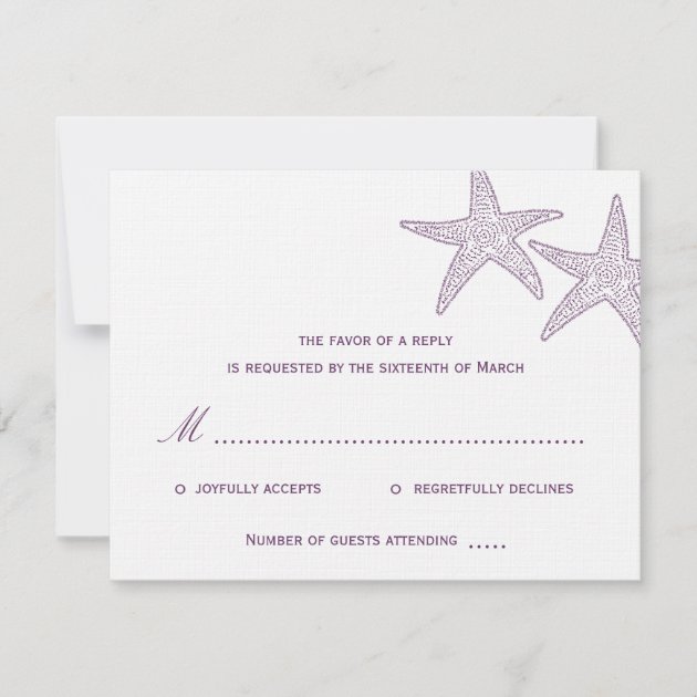 Starfish Wedding RSVP Card - Purple