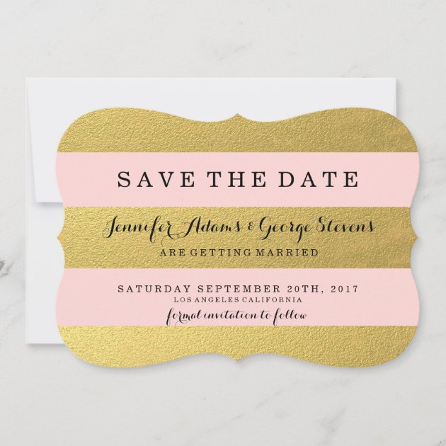 CHIC GOLD | PINK STRIPES SAVE THE DATE