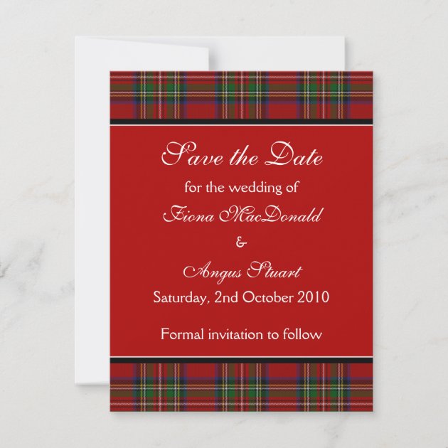 Royal Stuart Tartan Wedding Save the Date Card