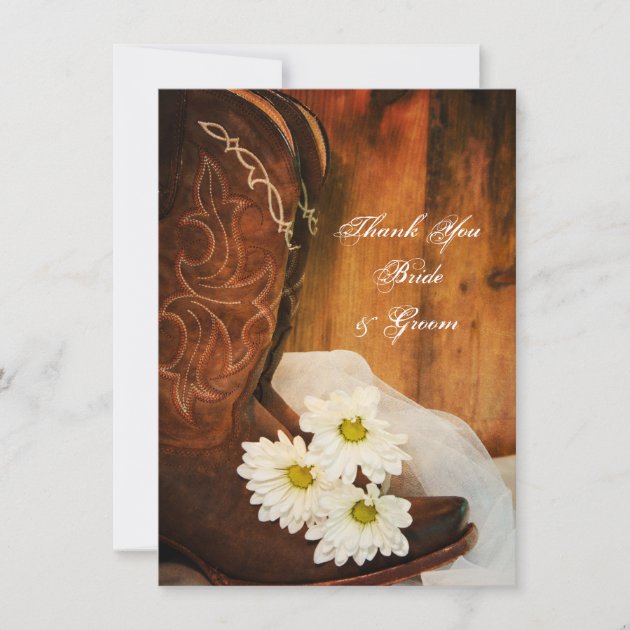 Daisies and Cowboy Boots Country Wedding Thank You