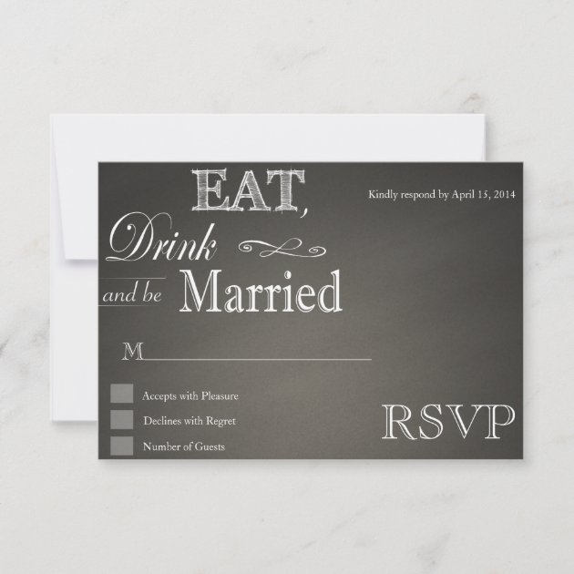 Eat Drink and be married chalkboard RSVP Cards