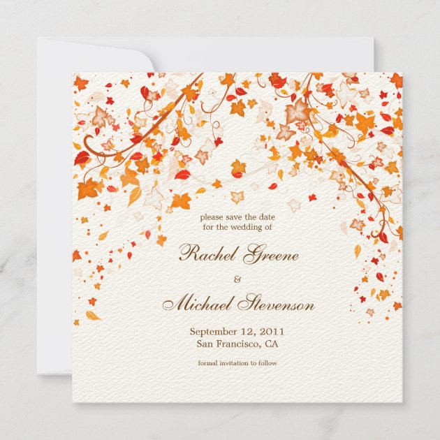 Fall Foliage Save the Date Wedding Card