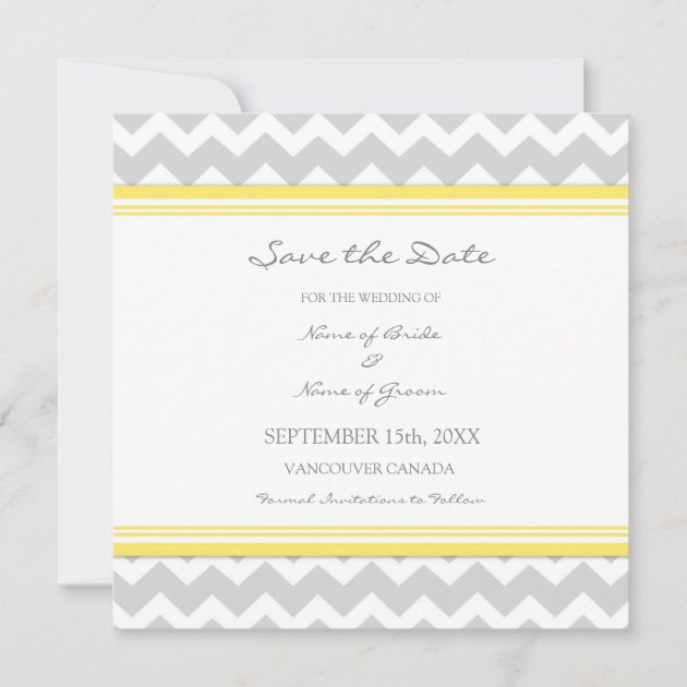 Yellow Grey Wedding Save the Date Card