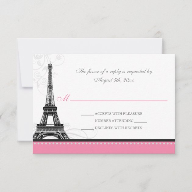 Mod Flourish Eiffel Tower Parisian Pink RSVP Cards