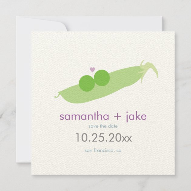 Two Peas in a Pod Save the Date: Cream Felt Paper Save The Date