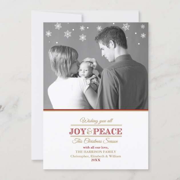 Joy and Peace Photo Greeting Holiday Card (front side)
