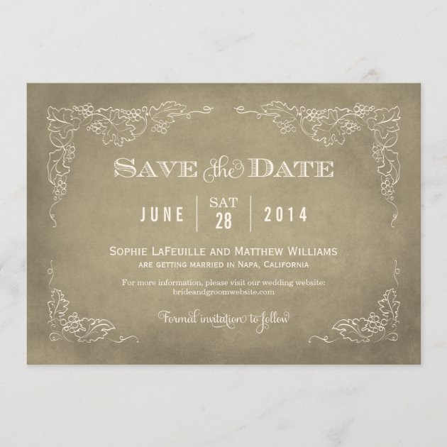 Wedding Save the Date Card | Vintage Wine