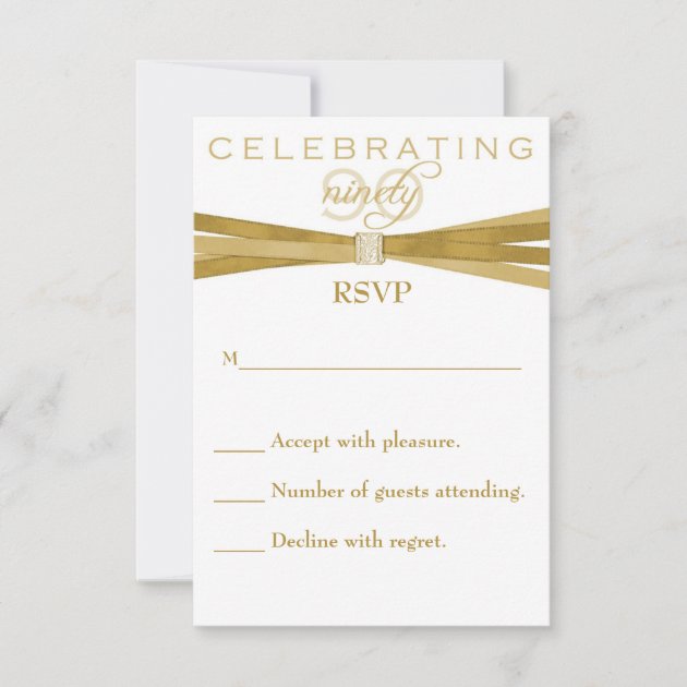 Elegant 90th Birthday Party Invitations RSVP Card (front side)