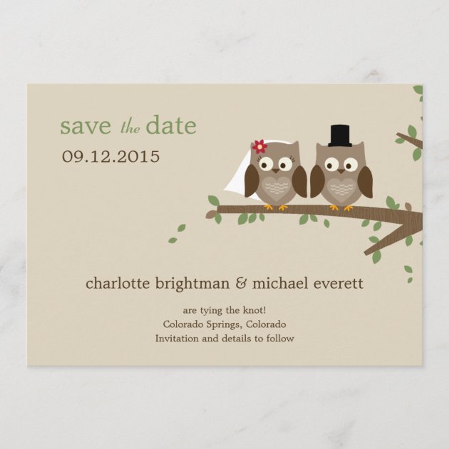 Love Owls Save The Date /Wedding Announcements