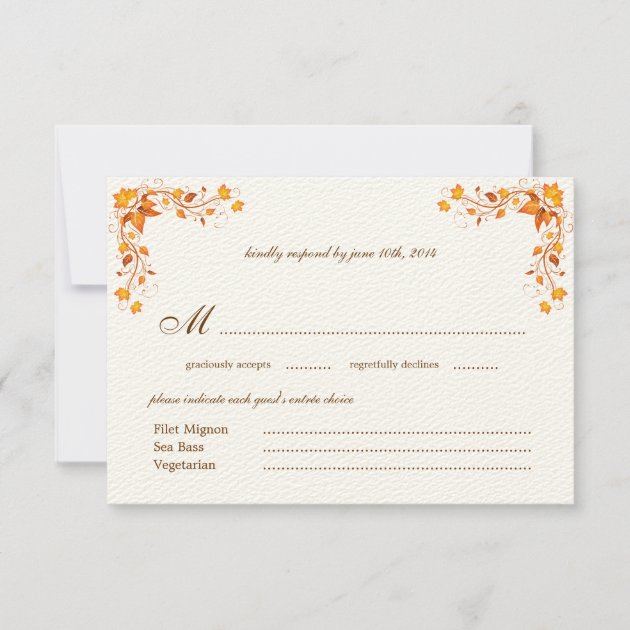Autumn Foliage Wedding RSVP Card with Envelope