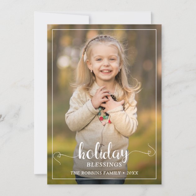 Simple Holiday Blessings White Script 2 Photo