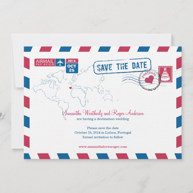Portugal Air Mail Wedding Save The Date