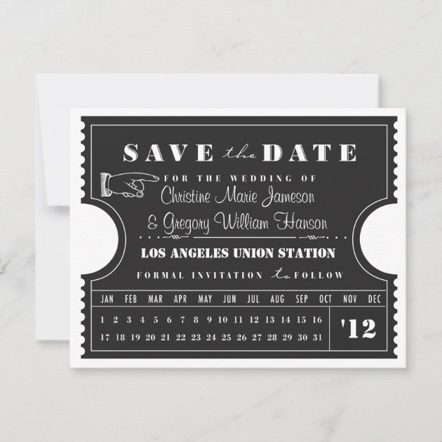 Ticket Punch Card Save the Date