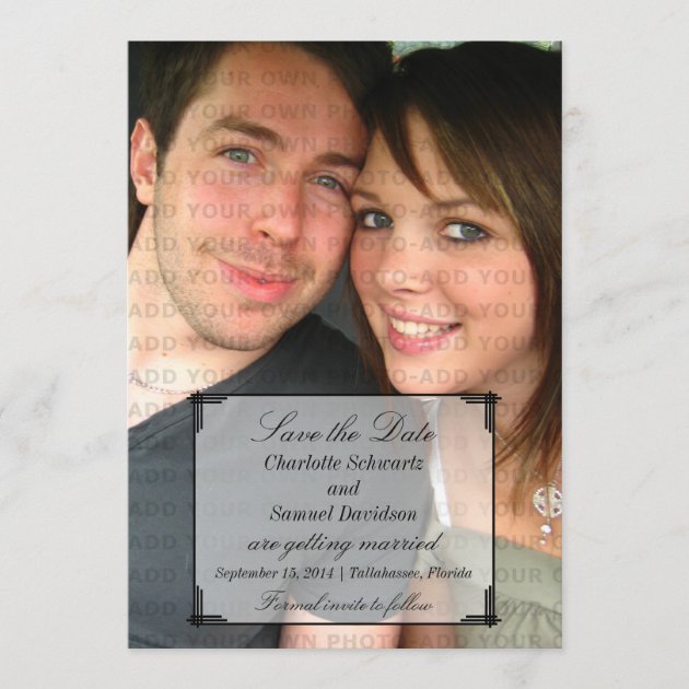 Ivory Art Deco Frame Save the Date Invite