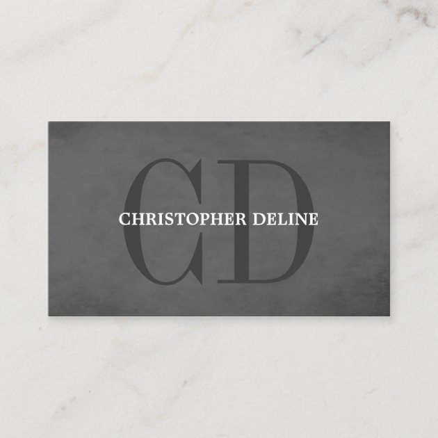 Modern Elegant Texture Grey Monogram Consultant Business Card (front side)