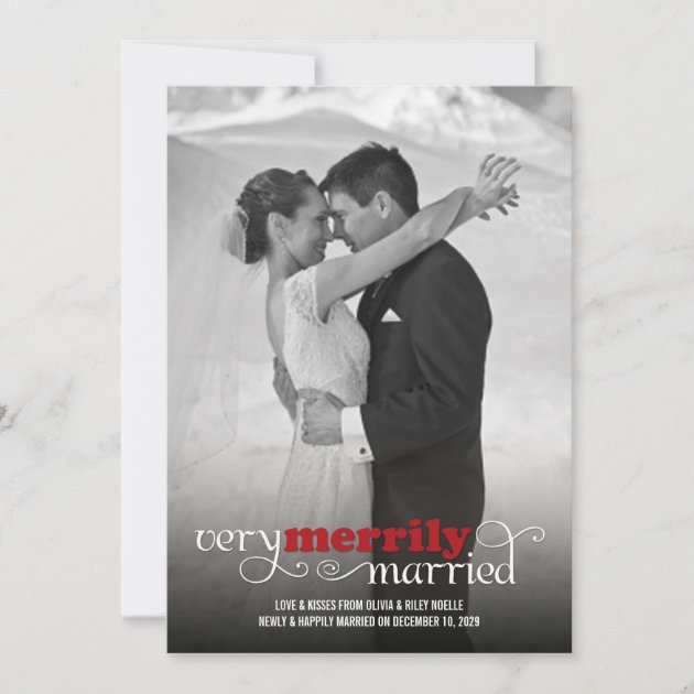 Merrily Married First Christmas Holiday Photo Card