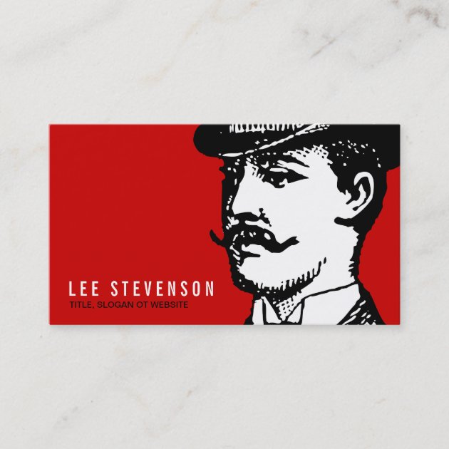 True Gentleman with Moustache and Bowler Hipster Business Card
