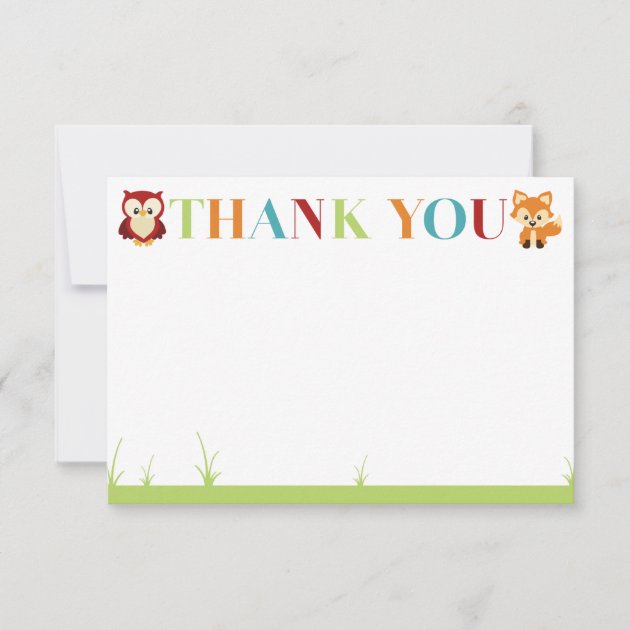 Wooded Baby Shower Thank You Card (front side)