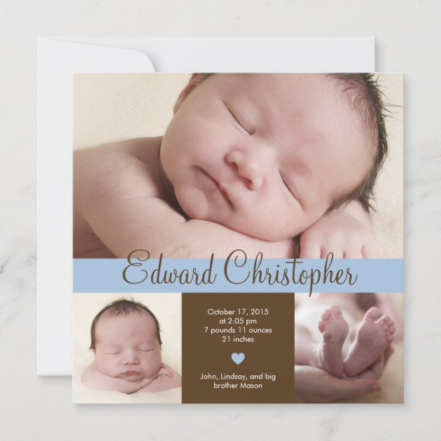Simply Precious Birth Announcement - Blue (front side)