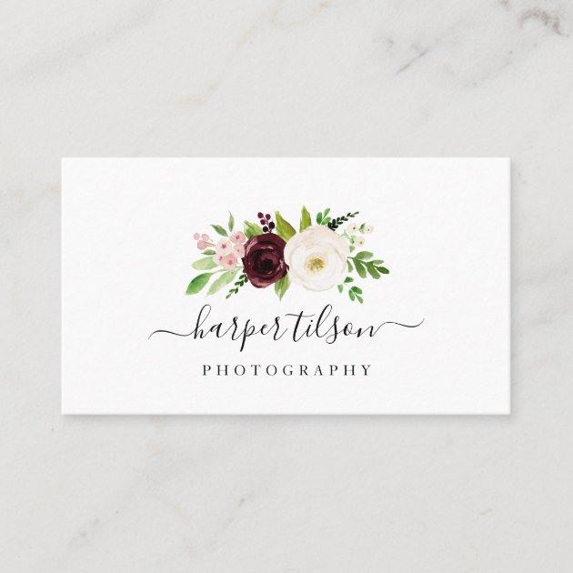Blush Romance Floral Logo Business Card (front side)