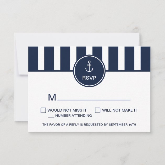 Nautical Navy RSVP Card (front side)