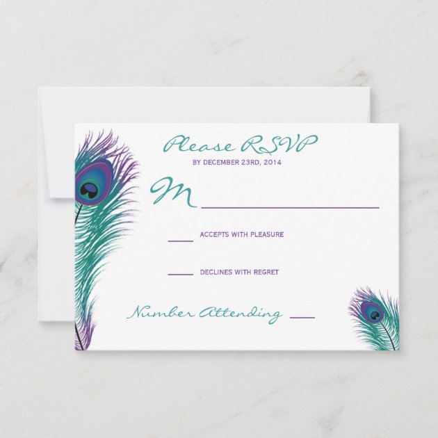 The Classy Peacock RSVP Invitation (front side)