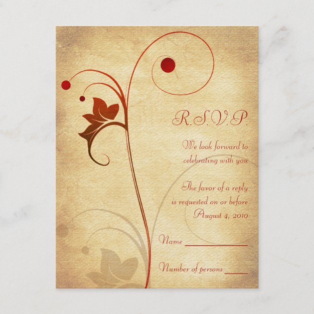 Customizable Autumn Wedding RSVP Reply Card