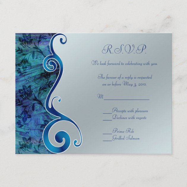 Customizable Blue and Silver RSVP Card