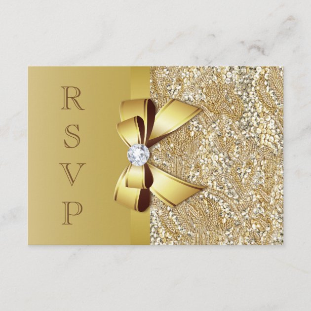 Faux Gold Sequins and Bow RSVP