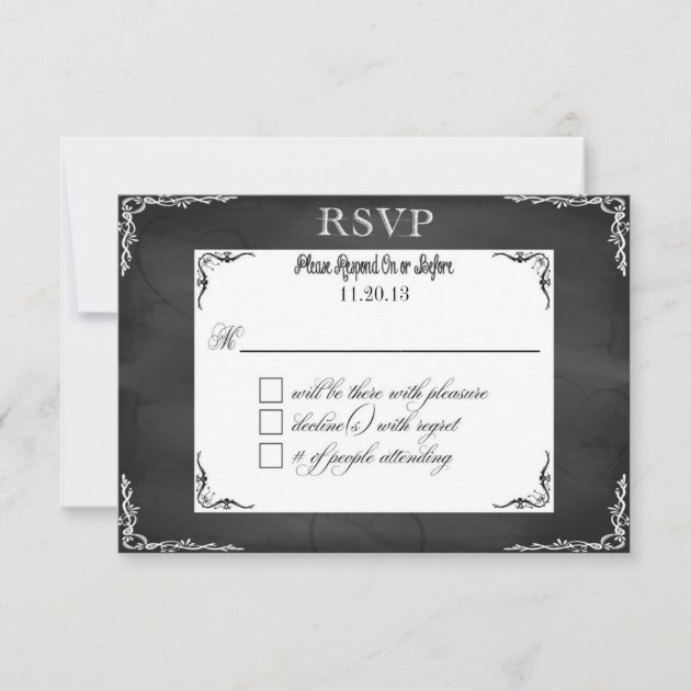 Wedding/Civil Union Chalkboard Typography RSVP (front side)