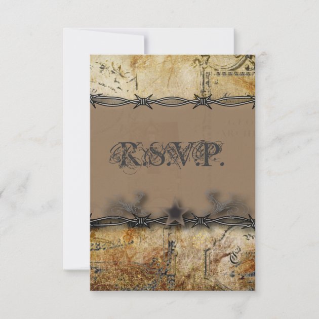 barbed wire western country wedding RSVP response