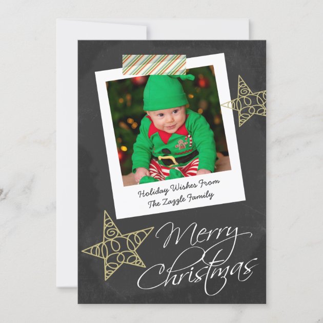 Chalkboard Photo Frame And Tape Christmas Holiday Card