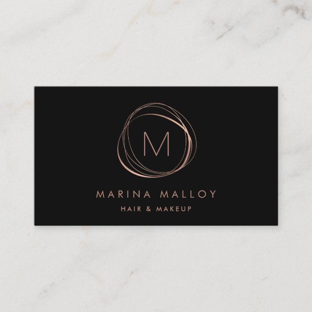 Modern Faux Rose Gold Abstract Business Card (front side)