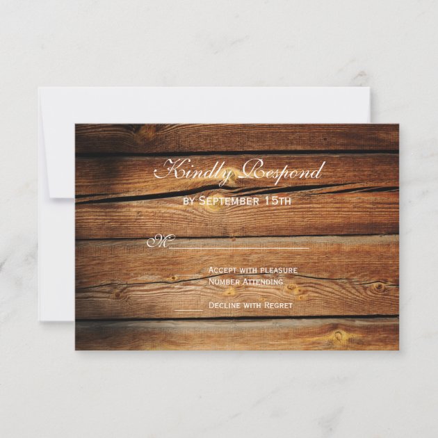 Rustic Country Barn Wood Wedding RSVP Cards