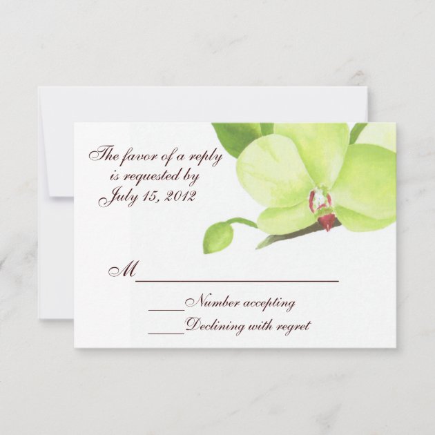 Green orchid rsvp card