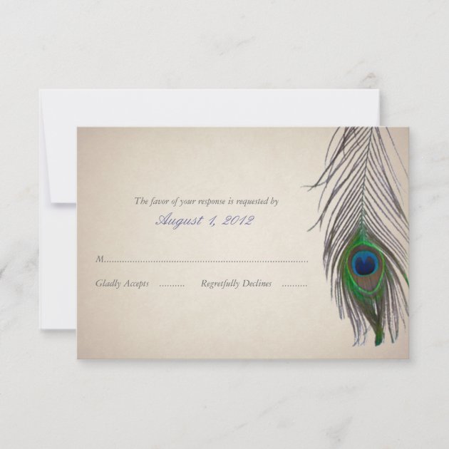 Vintage Peacock Wedding Response Card
