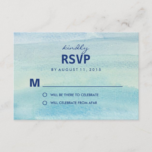 Watercolor Ocean RSVP /Wedding Response Cards (front side)