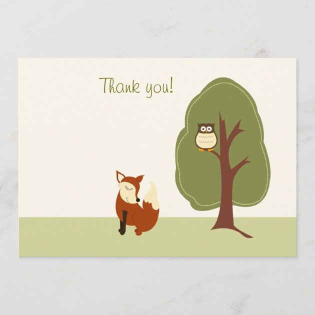 Woodland Fox and Owl Flat Thank You notes