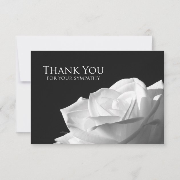 Sympathy Thank You Flat Card - White Rose