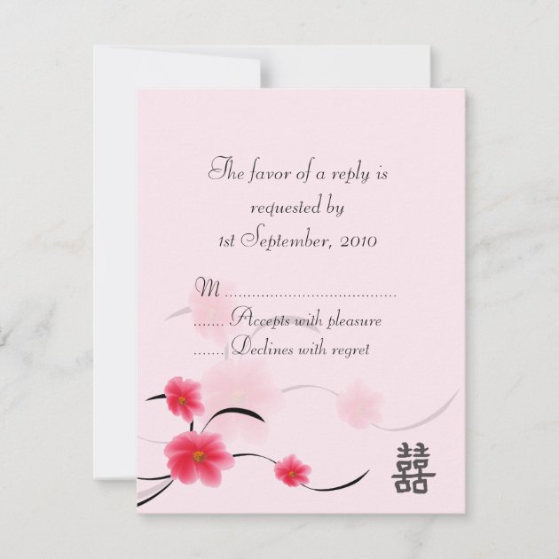 RSVP Card Pink Blossom Double Happiness