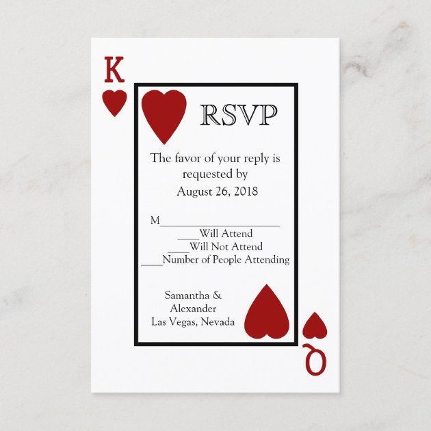 Red Playing Card Matching RSVP (front side)