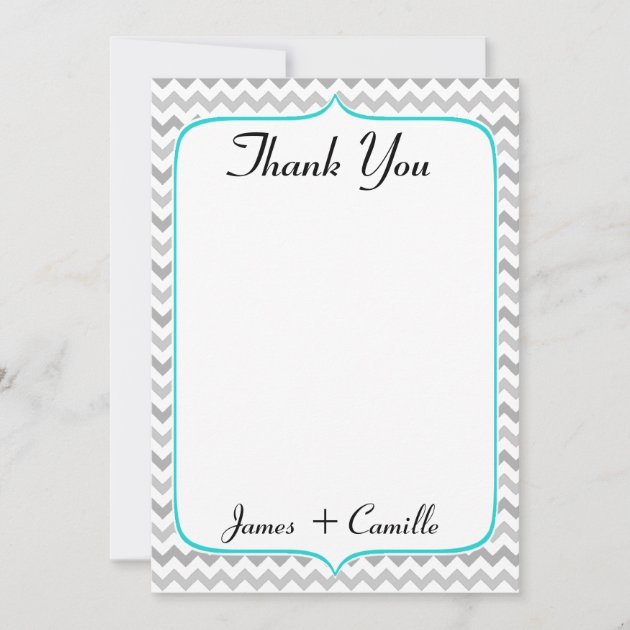 Elegant Teal and Gray Chevron Thank You Card